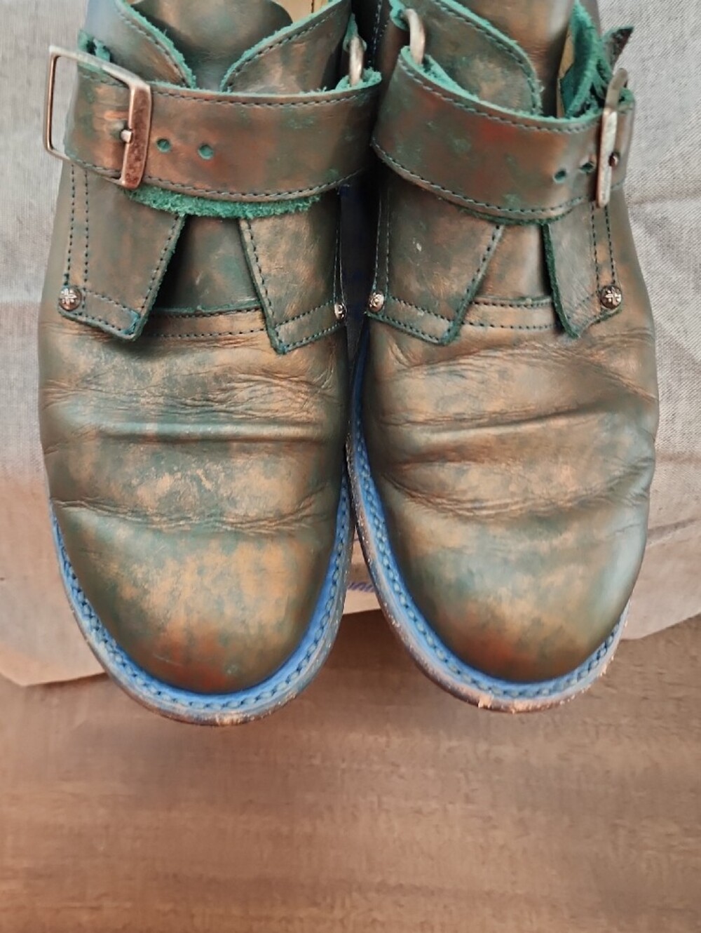 John FLuevog Metallic Green-Bronze Single Monk Strap Oxfords SIZE 7 - Picture 11 of 15